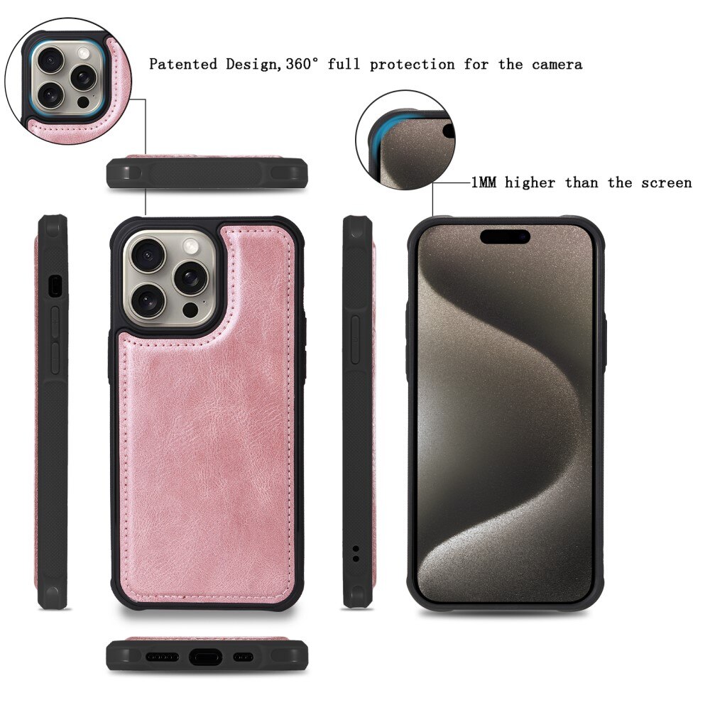 Magnet Leather Multi-Wallet iPhone 15 Pro Max rosa