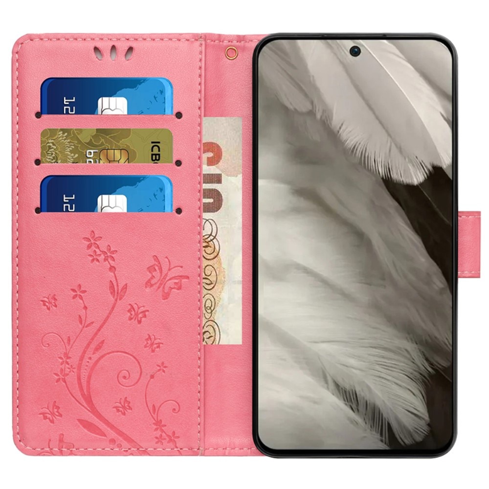 Lærveske Sommerfugler Google Pixel 8 Rosa