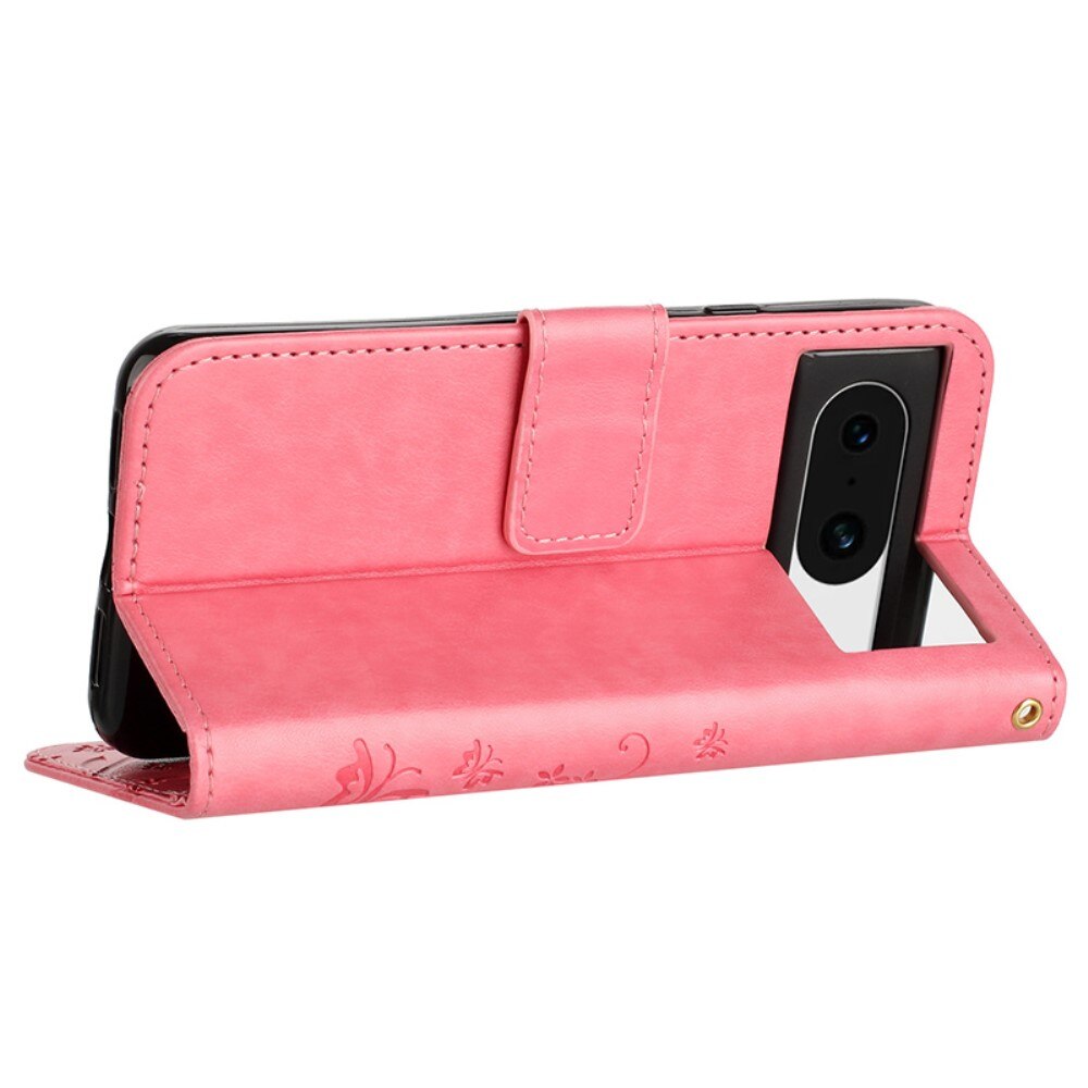 Lærveske Sommerfugler Google Pixel 8 Rosa