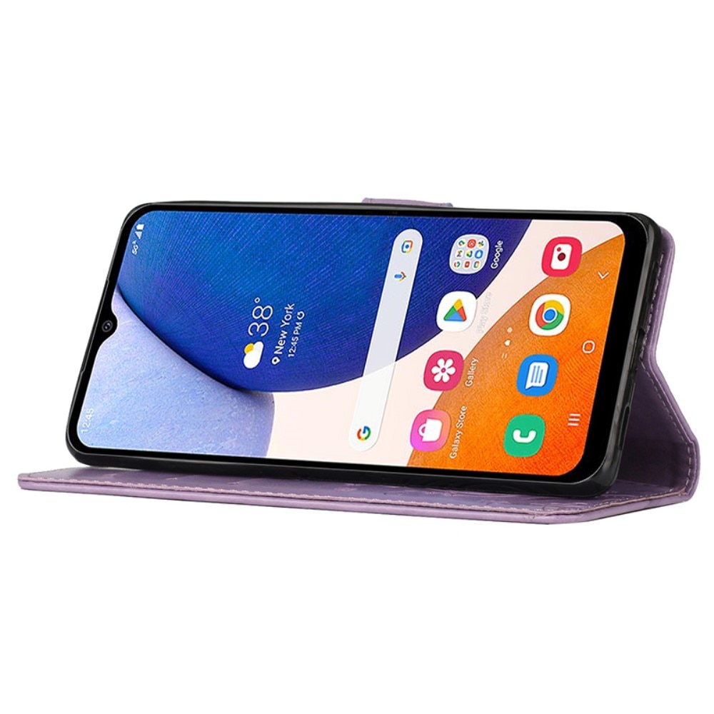 Lærveske Sommerfugler Samsung Galaxy A15 lilla