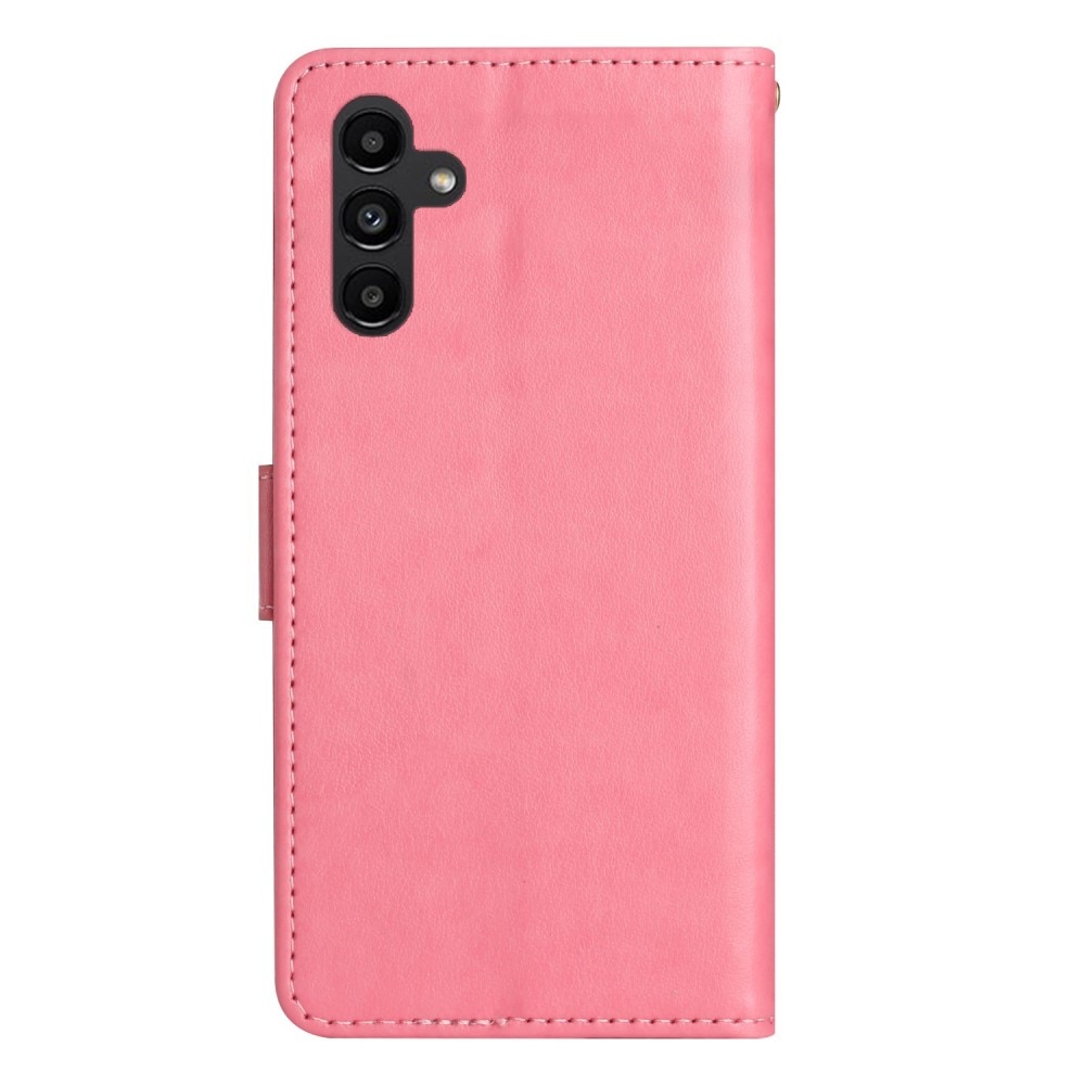 Lærveske Sommerfugler Samsung Galaxy A15 rosa