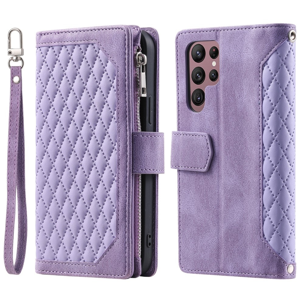 Lommebokveske Samsung Galaxy S24 Ultra Quilted lilla