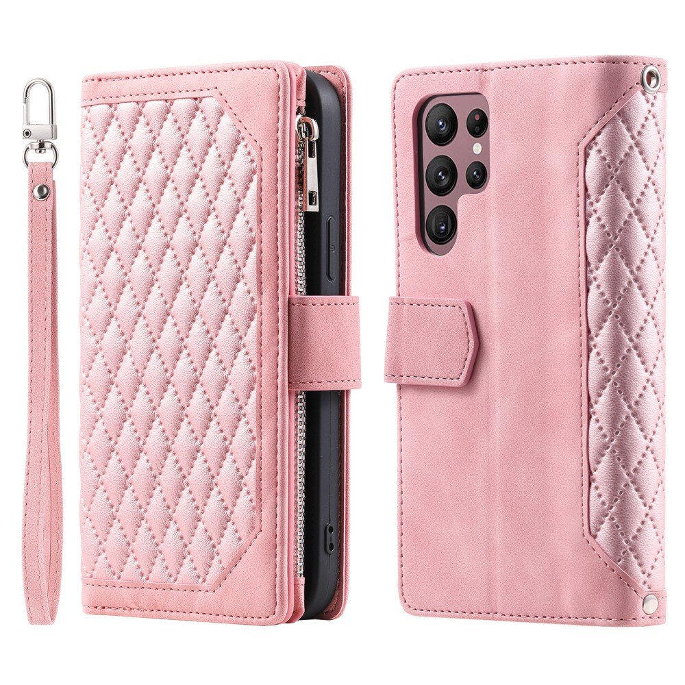 Lommebokveske Samsung Galaxy S24 Ultra Quilted rosa