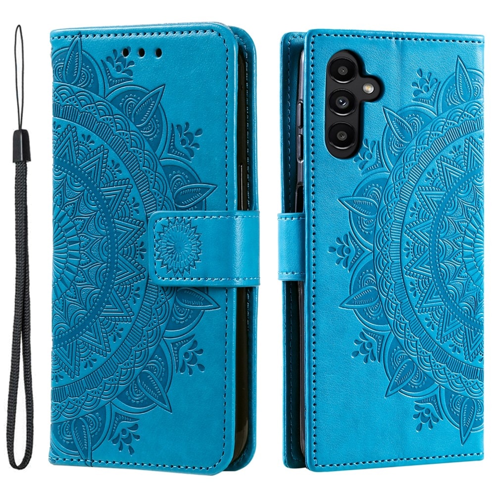 Lærveske Mandala Samsung Galaxy S24 blå