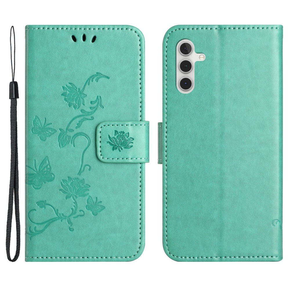Lærveske Sommerfugler Samsung Galaxy S24 Grønn