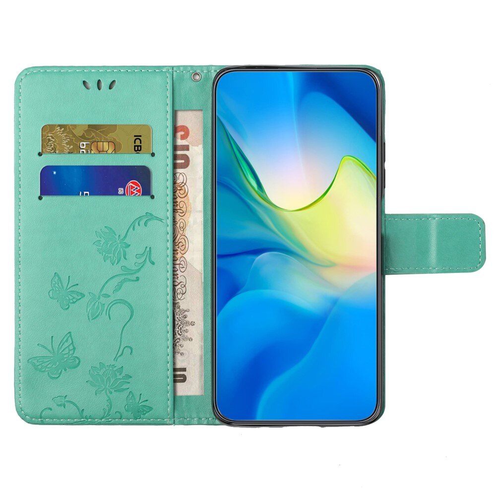 Lærveske Sommerfugler Samsung Galaxy S24 Grønn