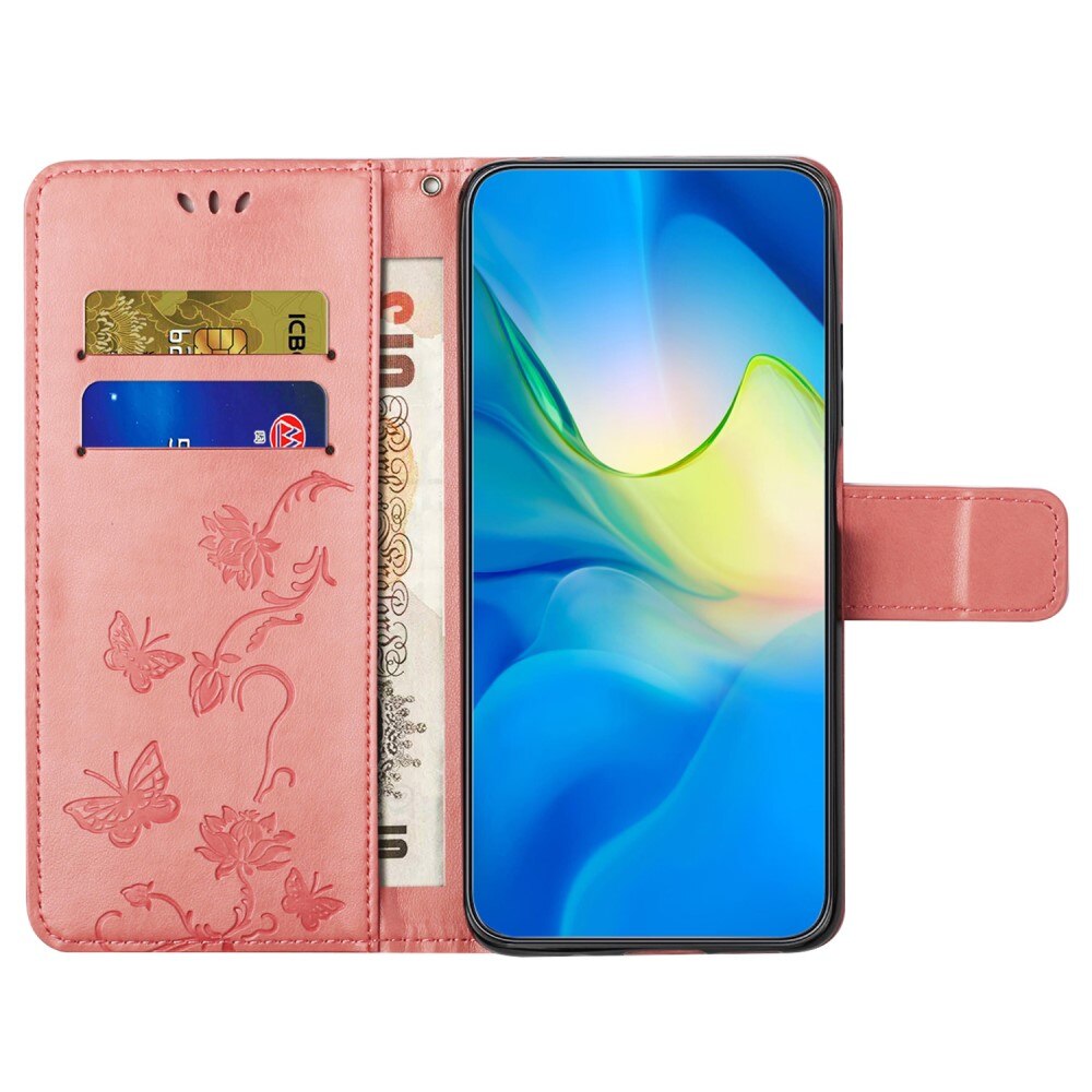 Lærveske Sommerfugler Samsung Galaxy S24 Rosa