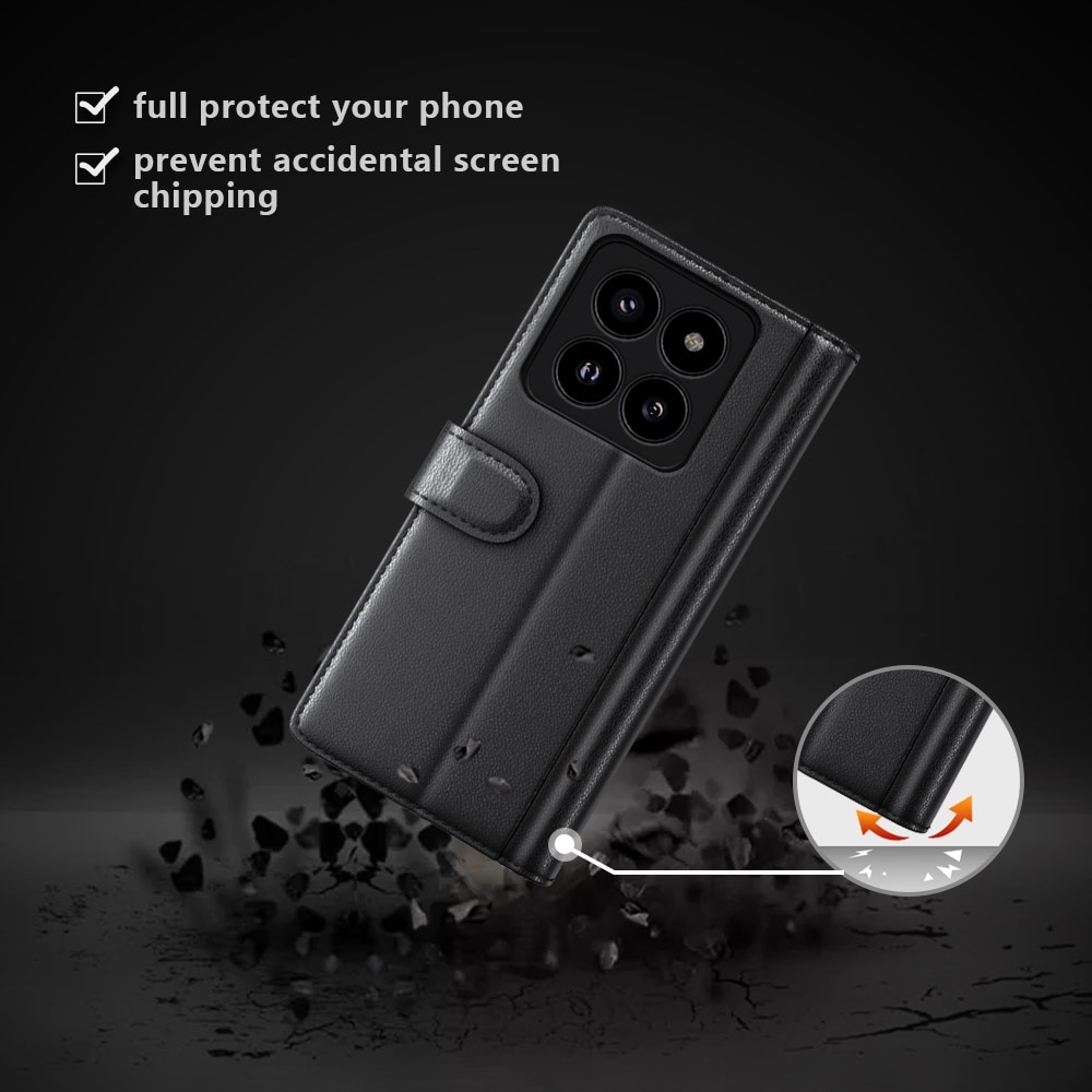 Ekte Lærveske Xiaomi 14 Pro svart