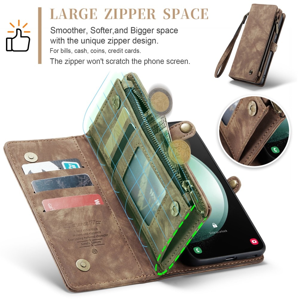 Multi-slot Lommeboksetui Samsung Galaxy S23 FE Brun
