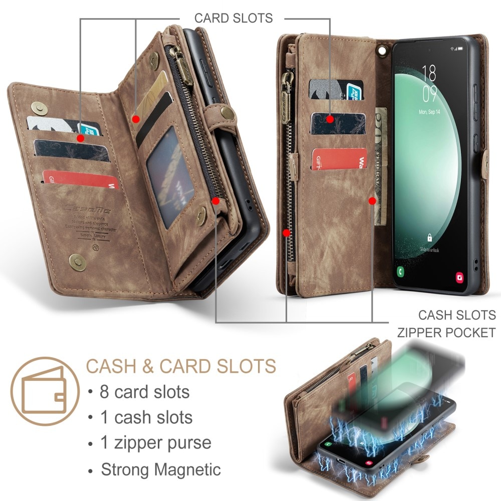 Multi-slot Lommeboksetui Samsung Galaxy S23 FE Brun