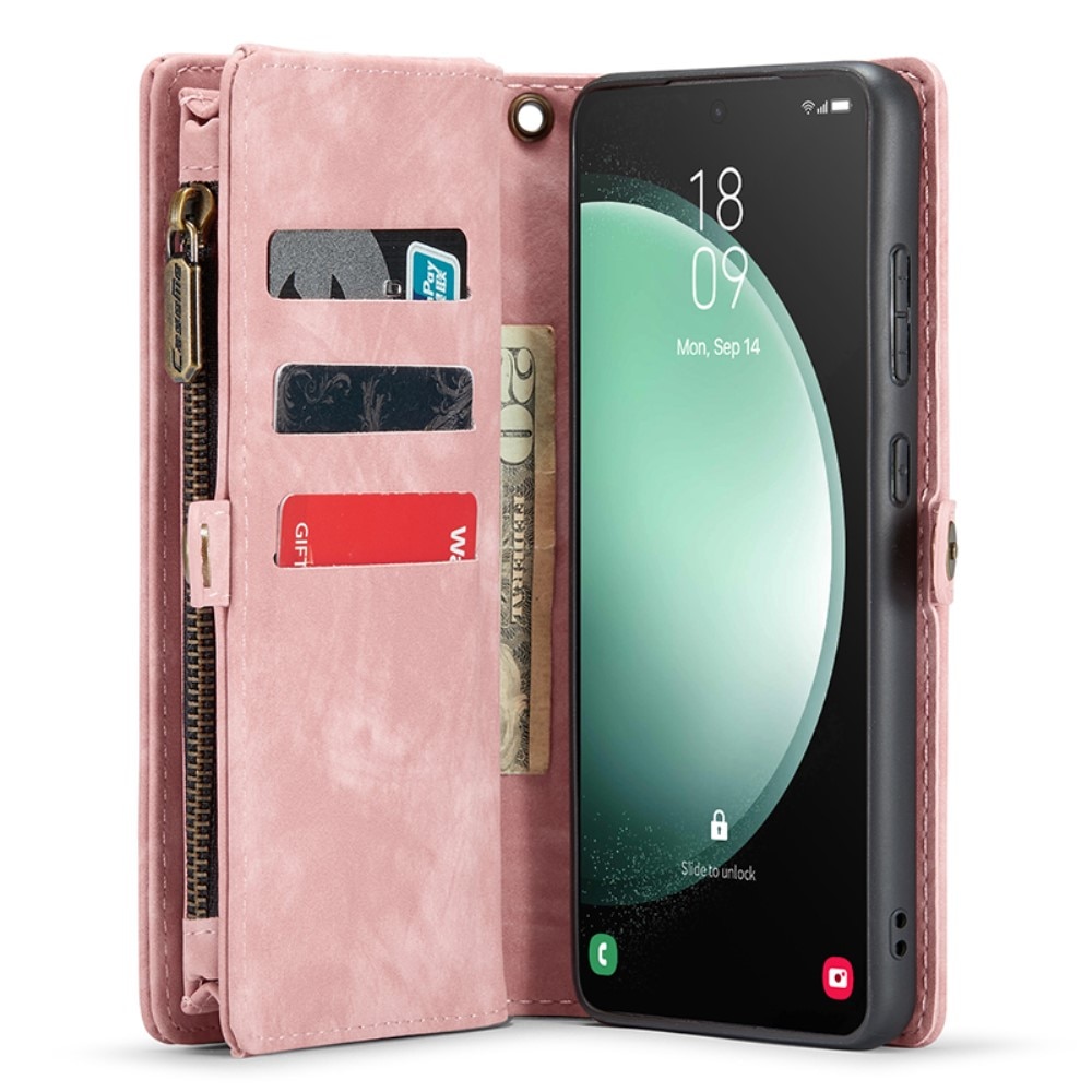 Multi-slot Lommeboksetui Samsung Galaxy S23 FE rosa