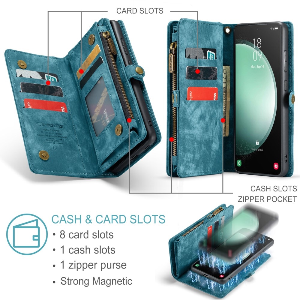 Multi-slot Lommeboksetui Samsung Galaxy S23 FE Blå