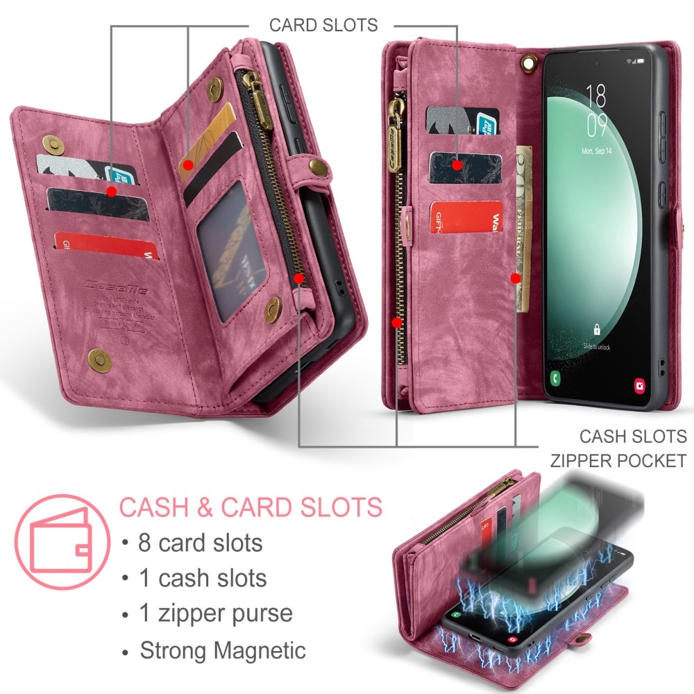 Multi-slot Lommeboksetui Samsung Galaxy S23 FE rød