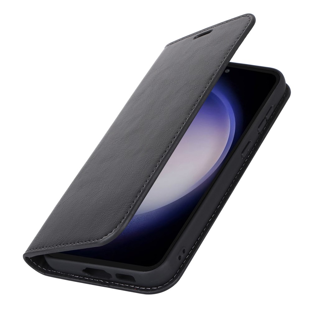 Mobiletui Ekte Lær Samsung Galaxy S23 FE Svart