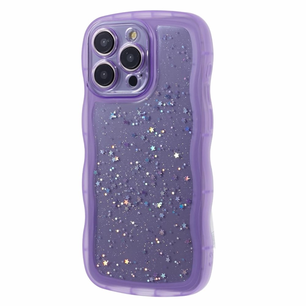 Wavy Edge Glitter Deksel iPhone 15 Pro Max lilla