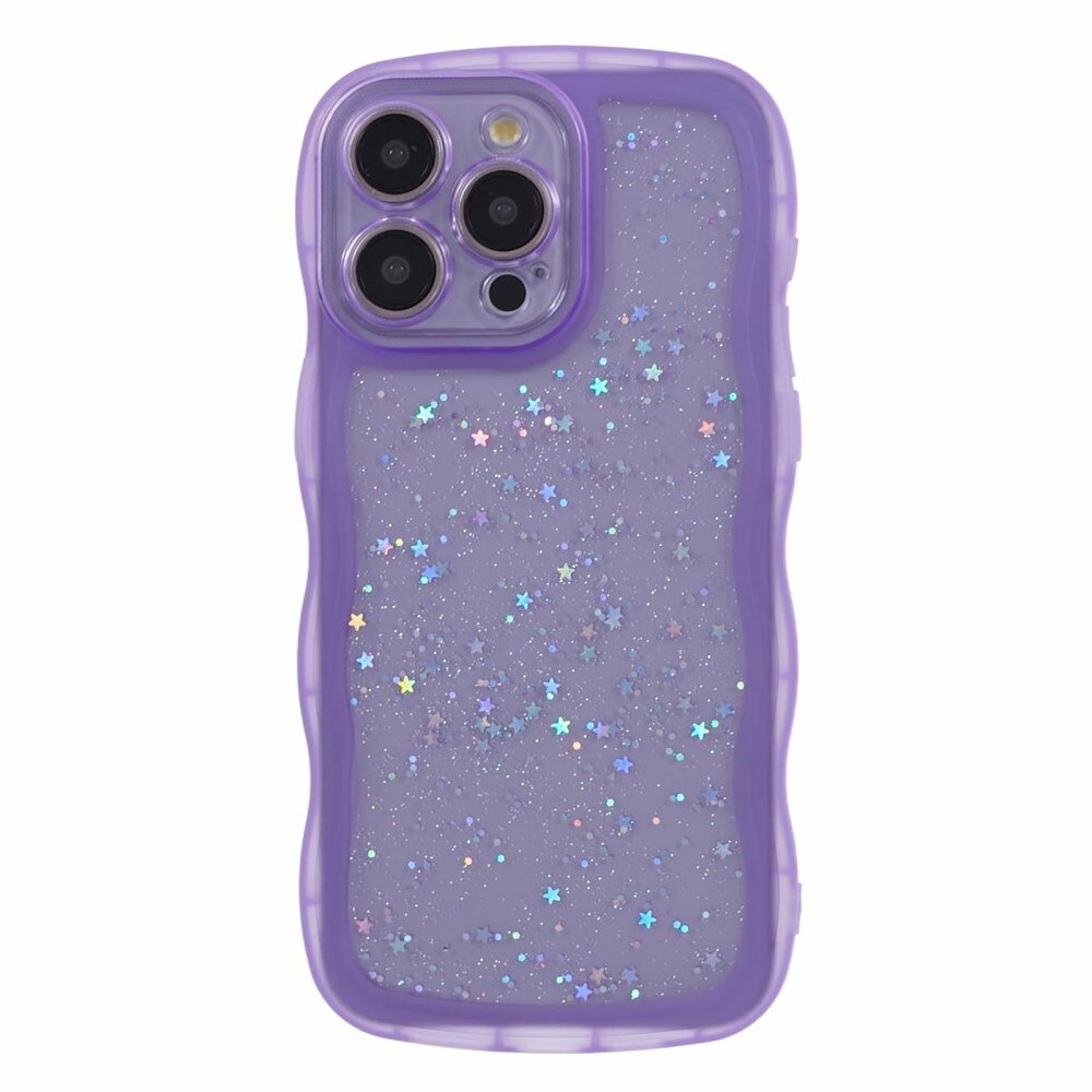 Wavy Edge Glitter Deksel iPhone 15 Pro Max lilla