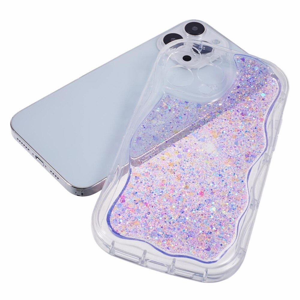 Wavy Glitter Deksel iPhone 12 Pro lilla