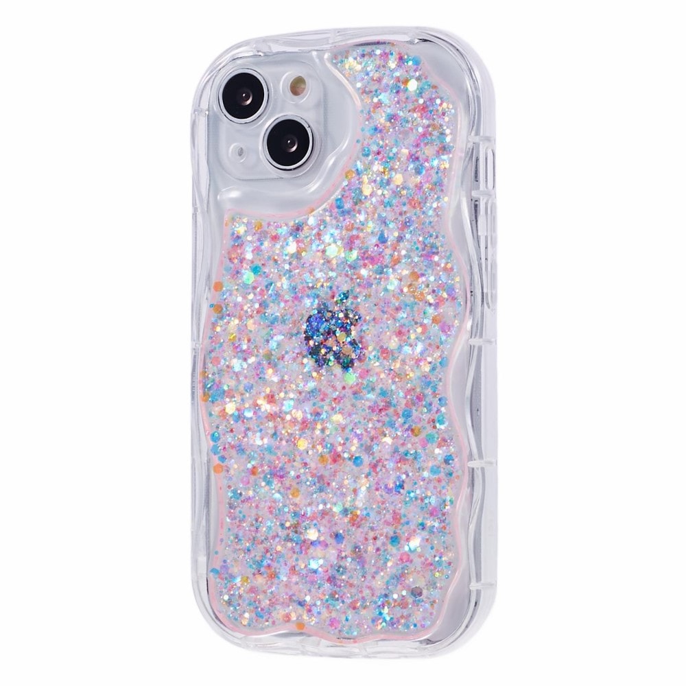 Wavy Glitter Deksel iPhone 15 rosa