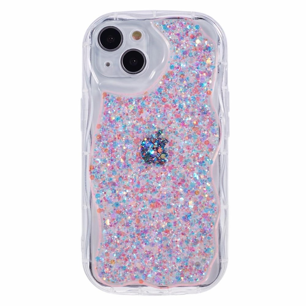 Wavy Glitter Deksel iPhone 15 rosa