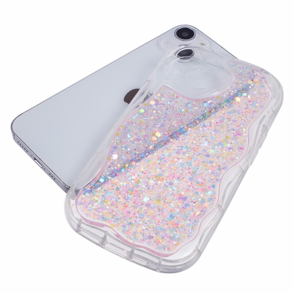 Wavy Glitter Deksel iPhone 15 rosa