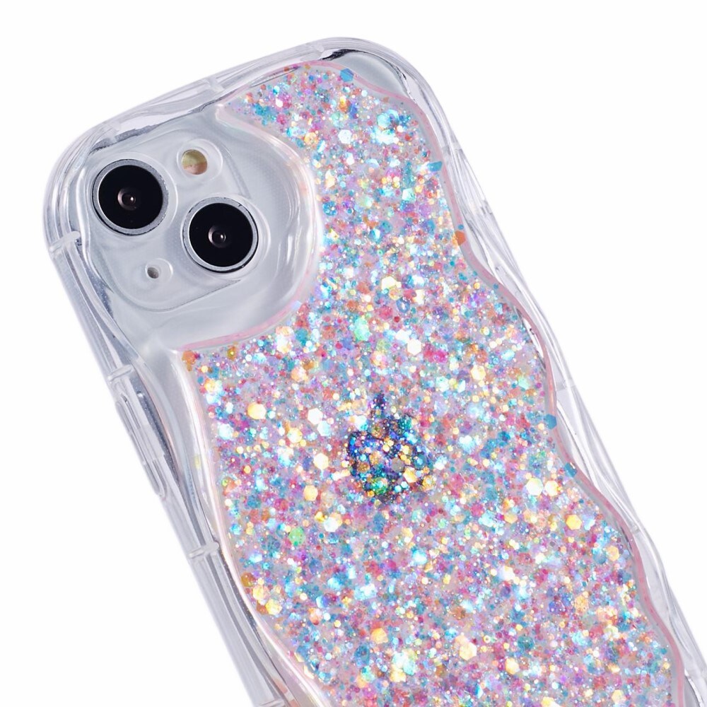 Wavy Glitter Deksel iPhone 15 rosa