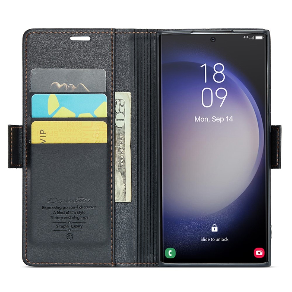RFID blocking Slim Lommebokveske Samsung Galaxy S24 Ultra svart