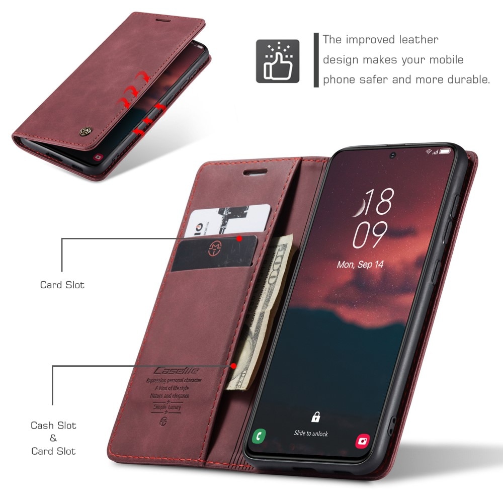 Slim Lommebokveske Samsung Galaxy S24 Plus rød