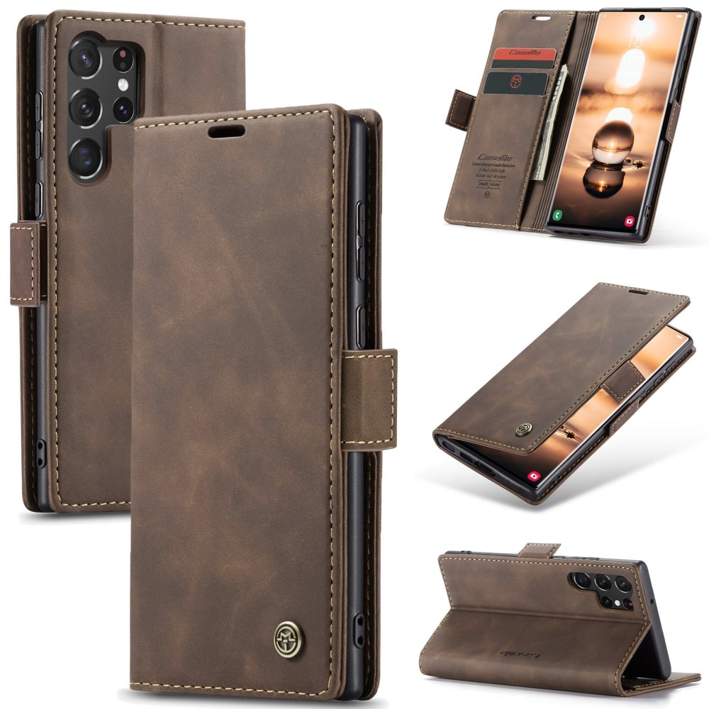 Slim Lommebokveske Samsung Galaxy S24 Ultra Brun