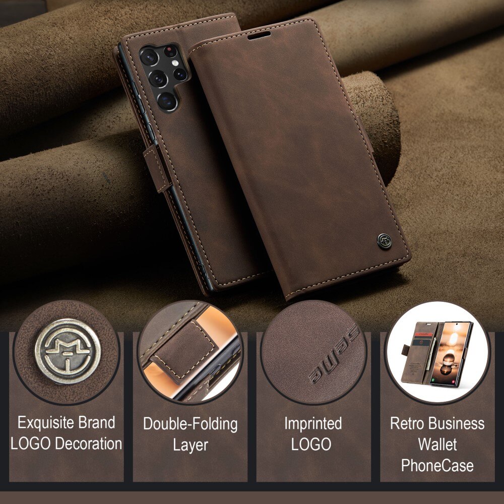 Slim Lommebokveske Samsung Galaxy S24 Ultra Brun