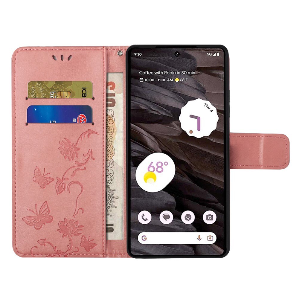 Lærveske Sommerfugler Google Pixel 8a Rosa