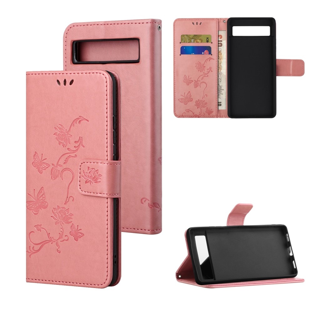 Lærveske Sommerfugler Google Pixel 8a Rosa