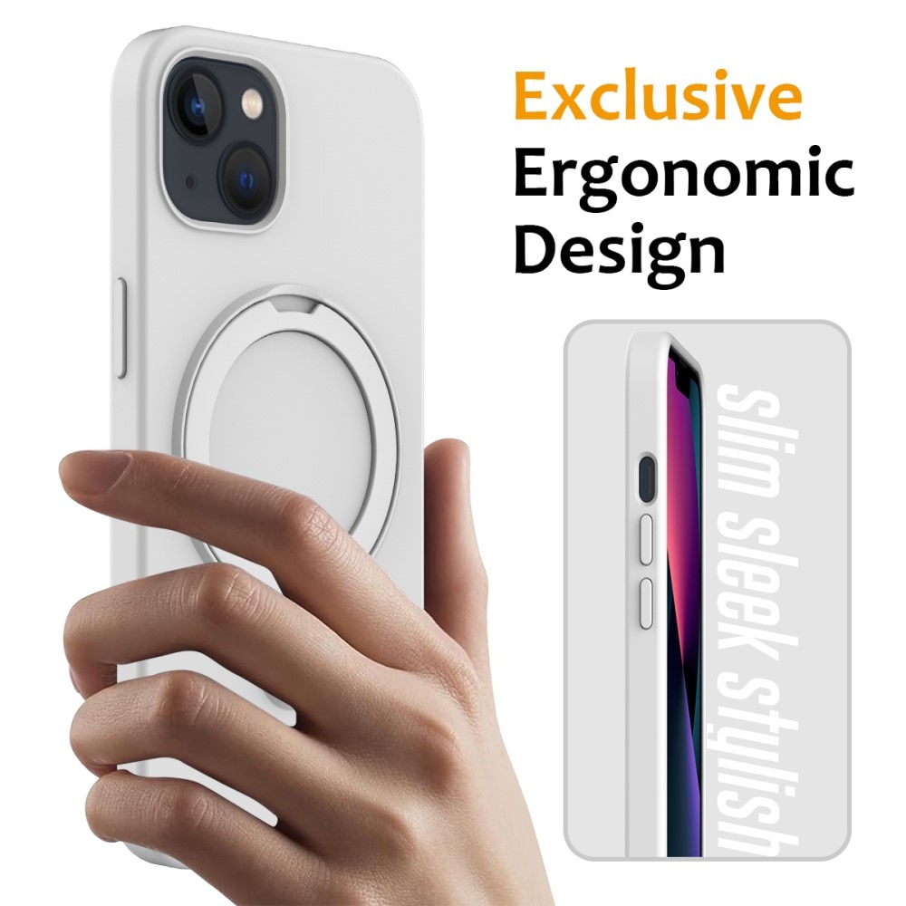 Deksel Silikon Kickstand MagSafe iPhone 13 hvit