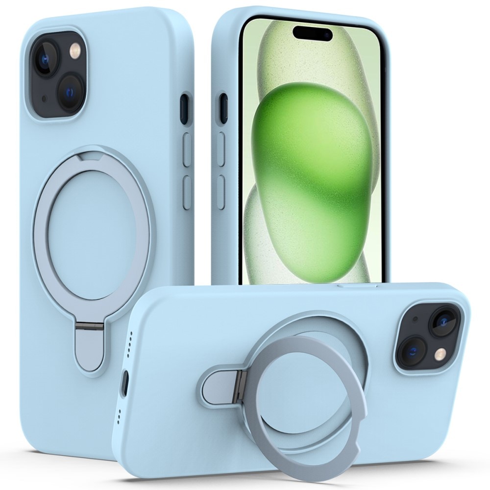 Deksel Silikon Kickstand MagSafe iPhone 15 blå