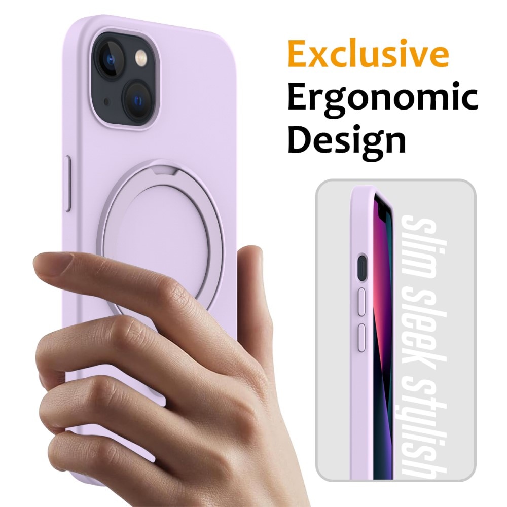 Deksel Silikon Kickstand MagSafe iPhone 15 lilla