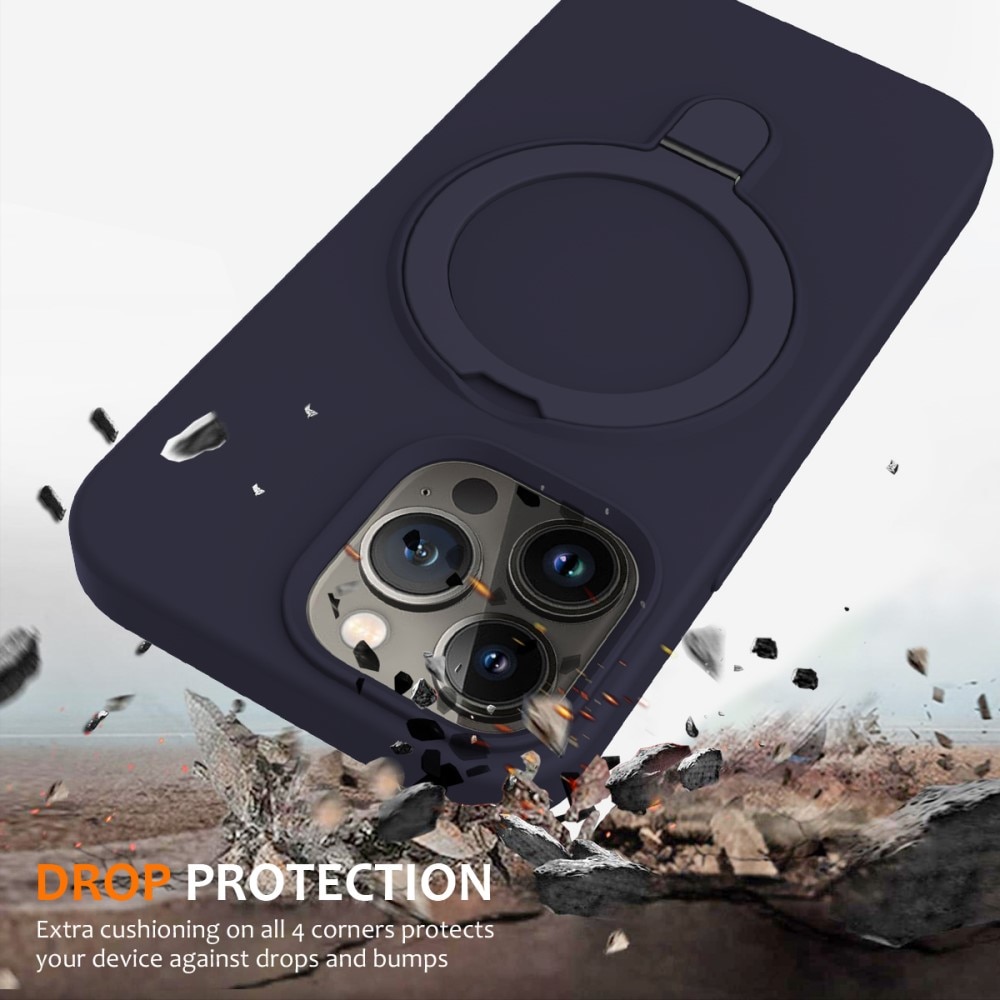 Deksel Silikon Kickstand MagSafe iPhone 15 Pro mørke blå