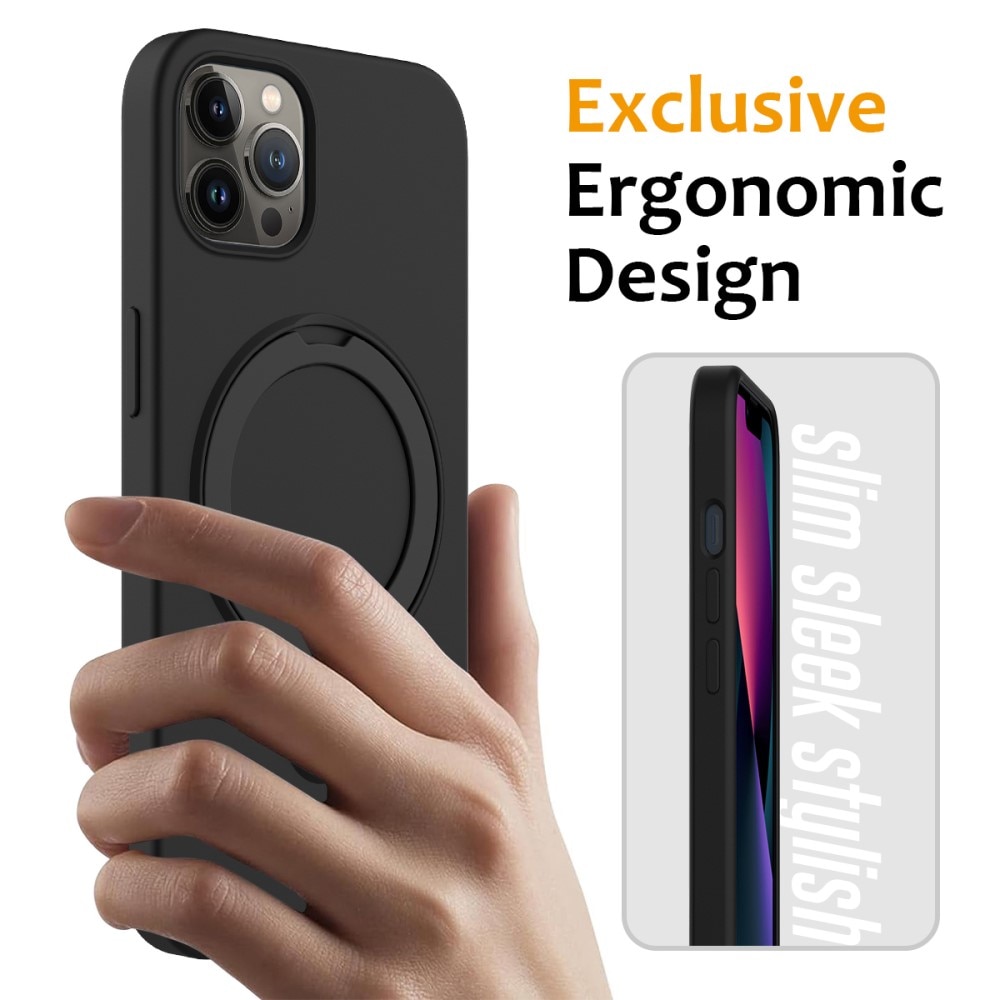 Deksel Silikon Kickstand MagSafe iPhone 12 Pro Max svart
