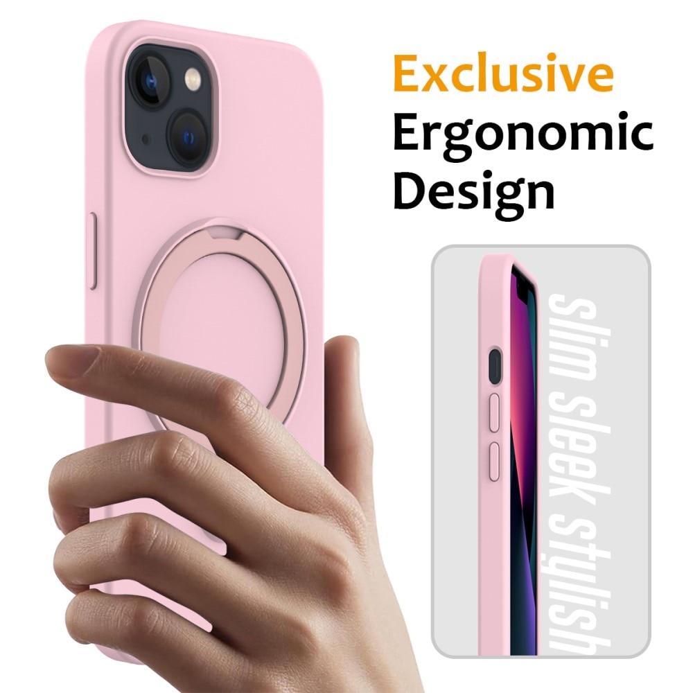 Deksel Silikon Kickstand MagSafe iPhone 14 rosa
