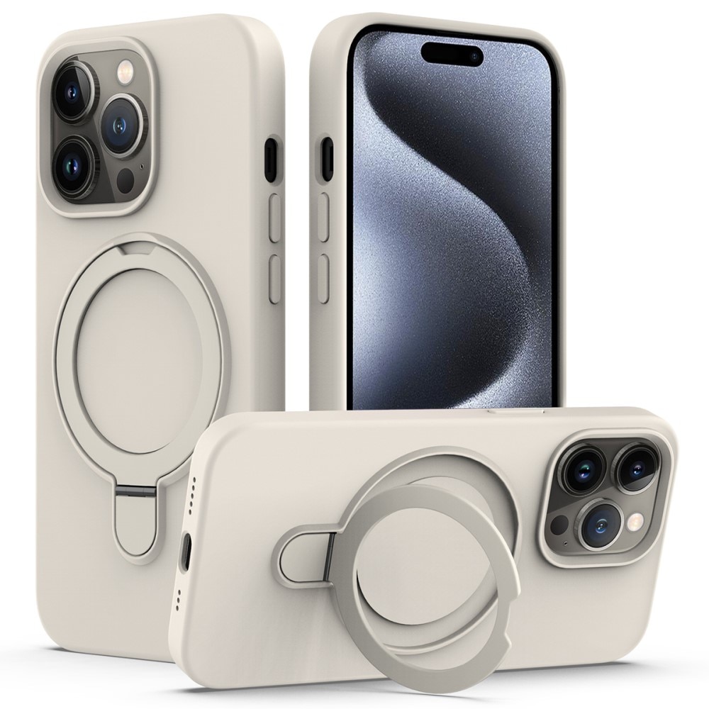 Deksel Silikon Kickstand MagSafe iPhone 15 Pro Max beige