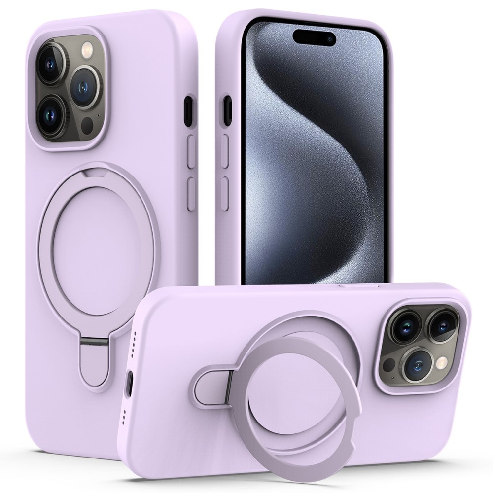 Deksel Silikon Kickstand MagSafe iPhone 15 Pro Max lilla