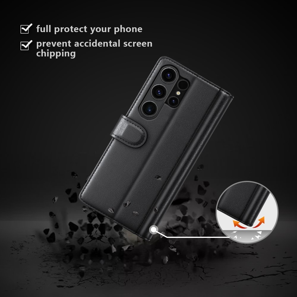 Ekte Lærveske Samsung Galaxy S24 Ultra svart