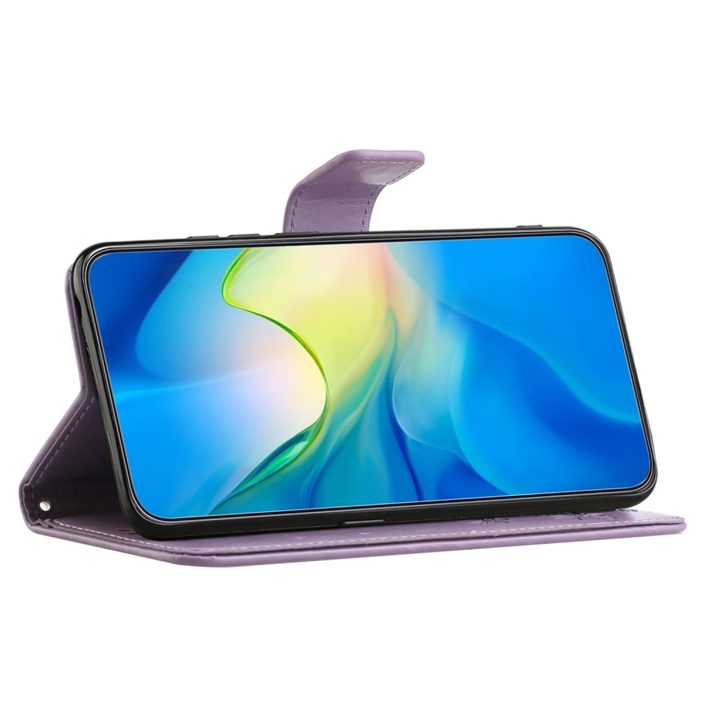 Lærveske Sommerfugler Samsung Galaxy A55 lilla