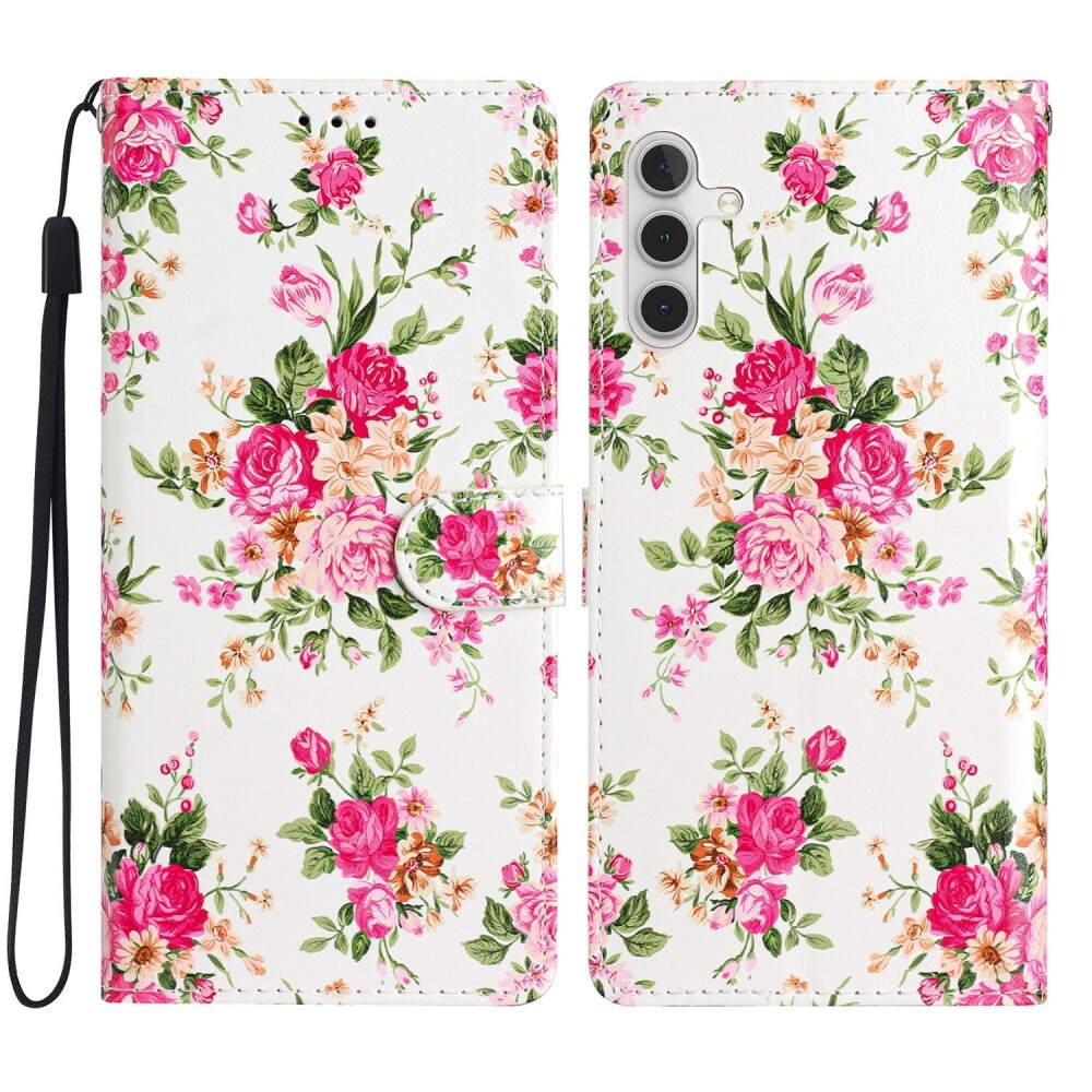 Mobilveske Samsung Galaxy A55 rosa blomster