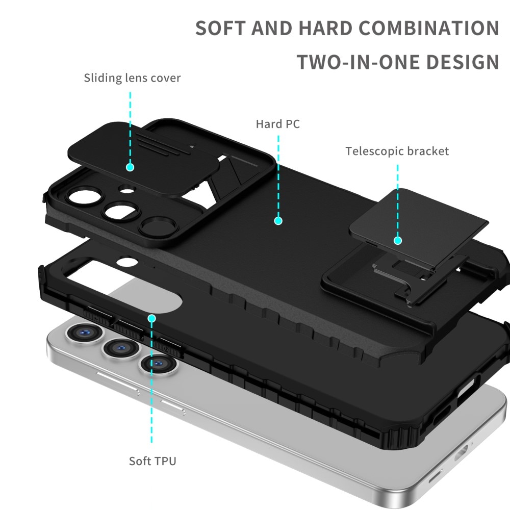 Samsung Galaxy S24 Kickstand Deksel kamerabeskyttelse svart