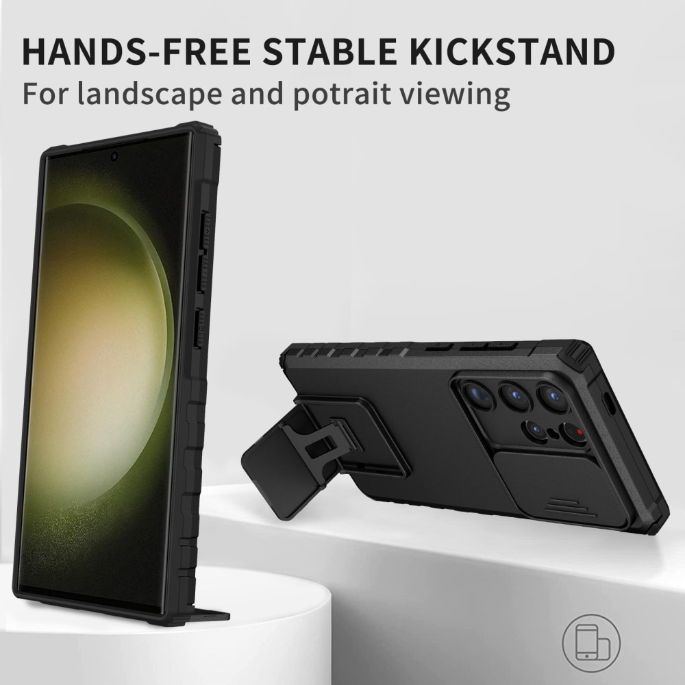 Samsung Galaxy S24 Ultra Kickstand Deksel kamerabeskyttelse svart
