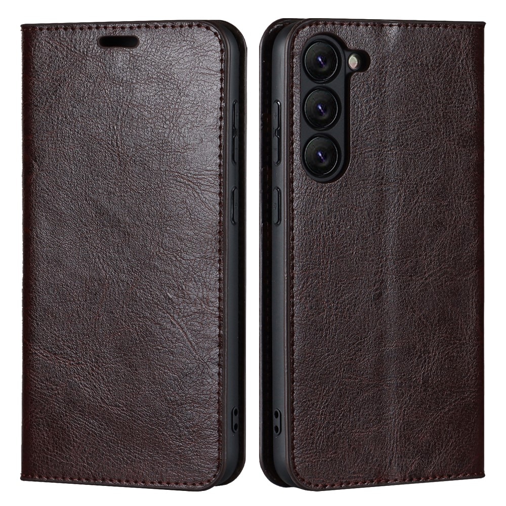 Mobiletui Ekte Lær Samsung Galaxy S23 mørk brun