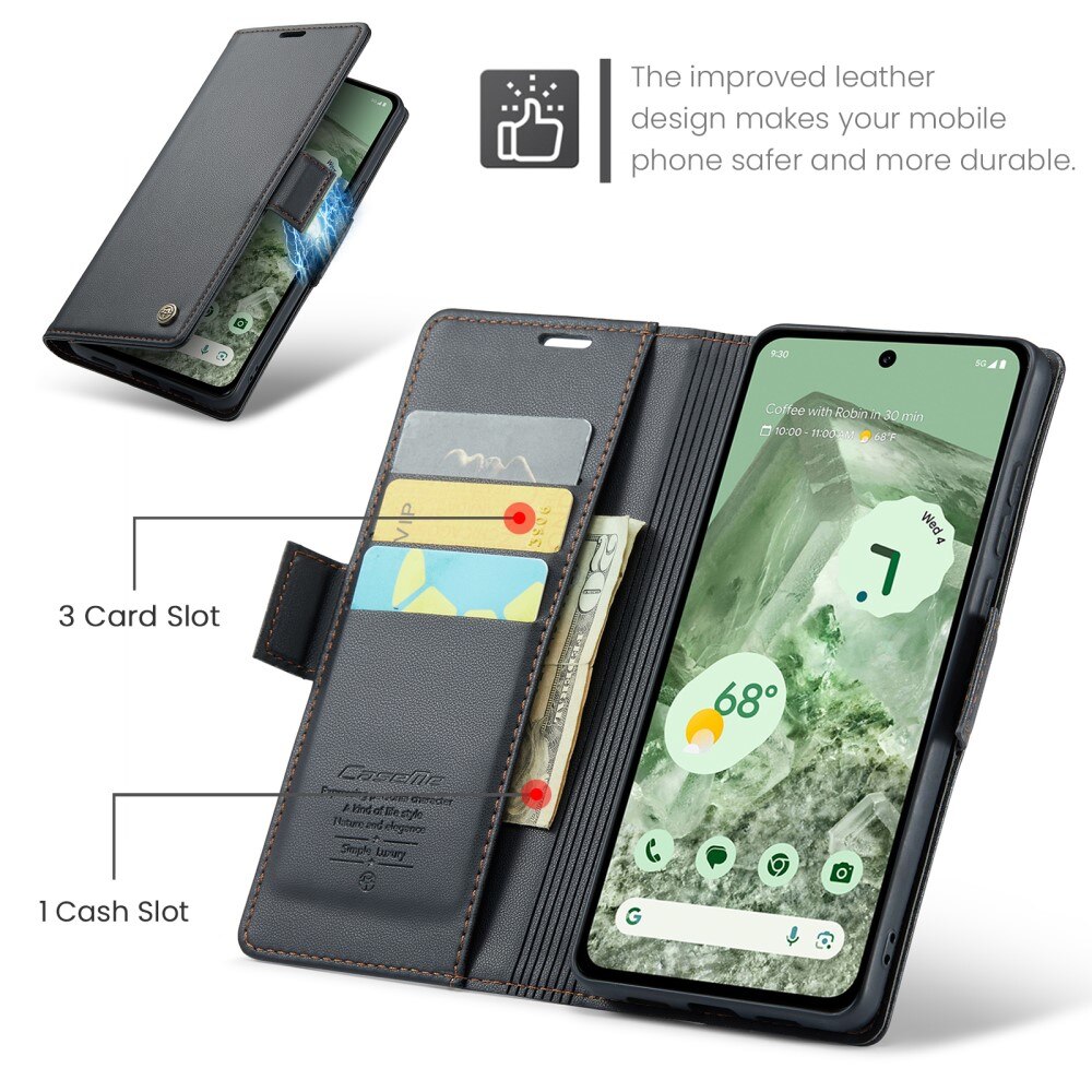 RFID blocking Slim Lommebokveske Google Pixel 8a Svart