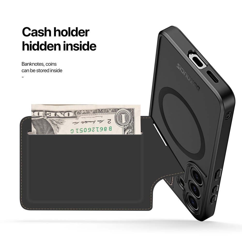 Rafi Series RFID MagSafe Wallet Stand Case Samsung Galaxy S24 svart