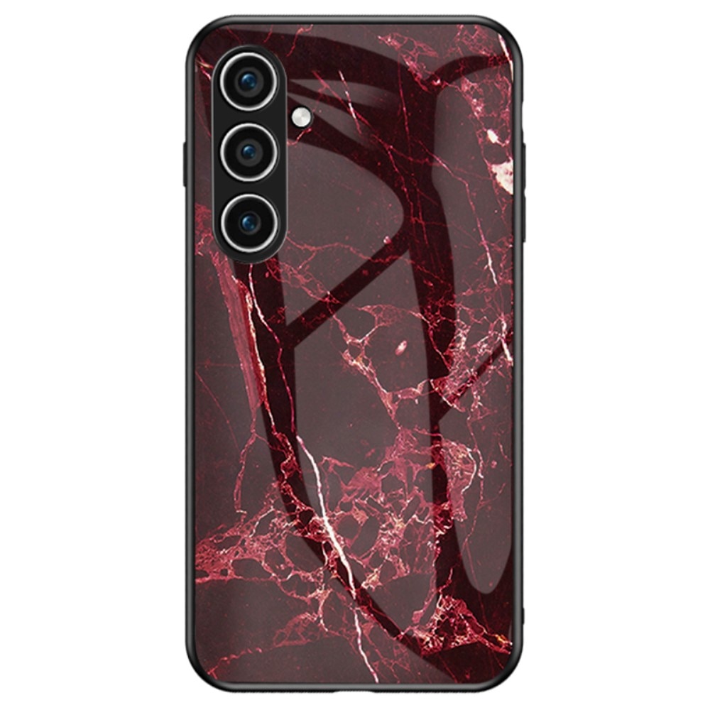 Herdet Glass Deksel Samsung Galaxy S24 rød marmor