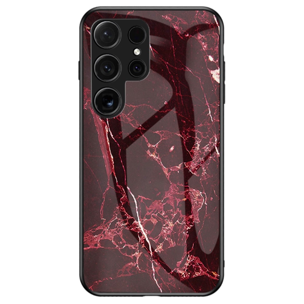 Herdet Glass Deksel Samsung Galaxy S24 Ultra rød marmor