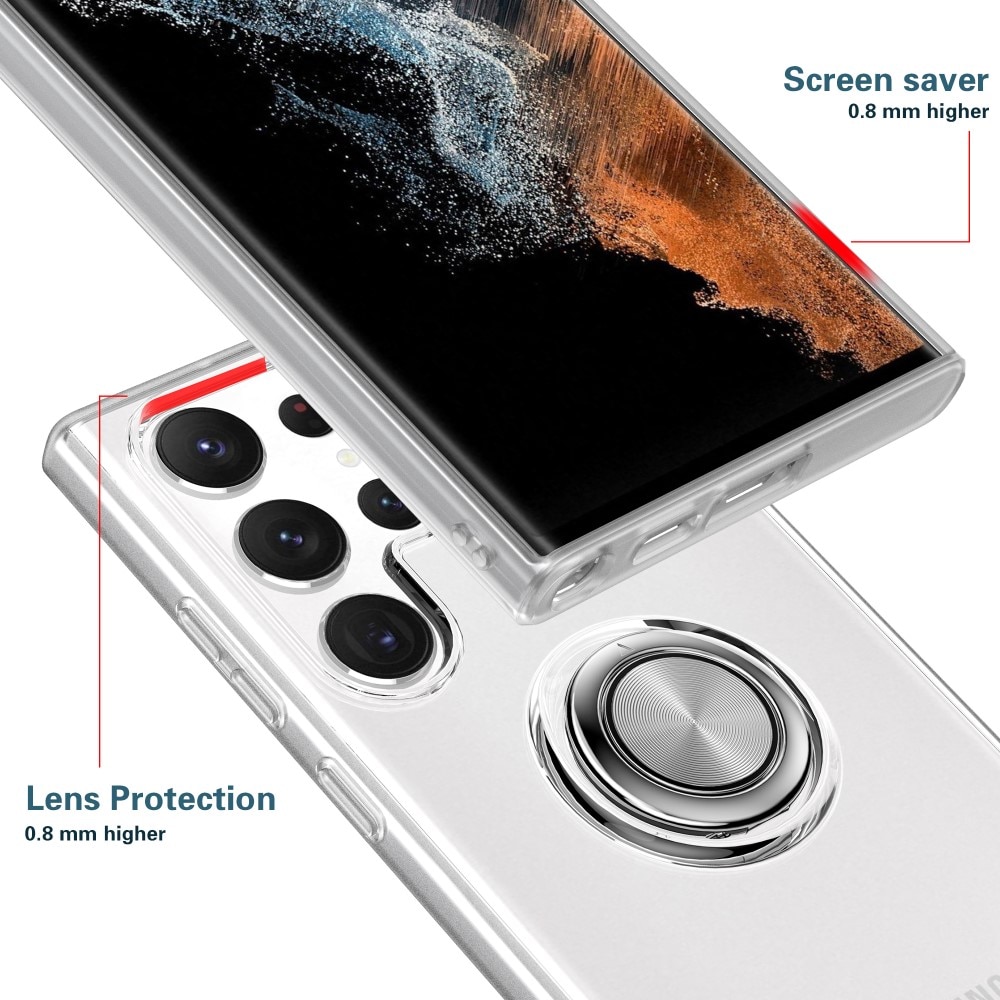 TPU Deksel Finger Ring Kickstand Samsung Galaxy S24 Ultra gjennomsiktig